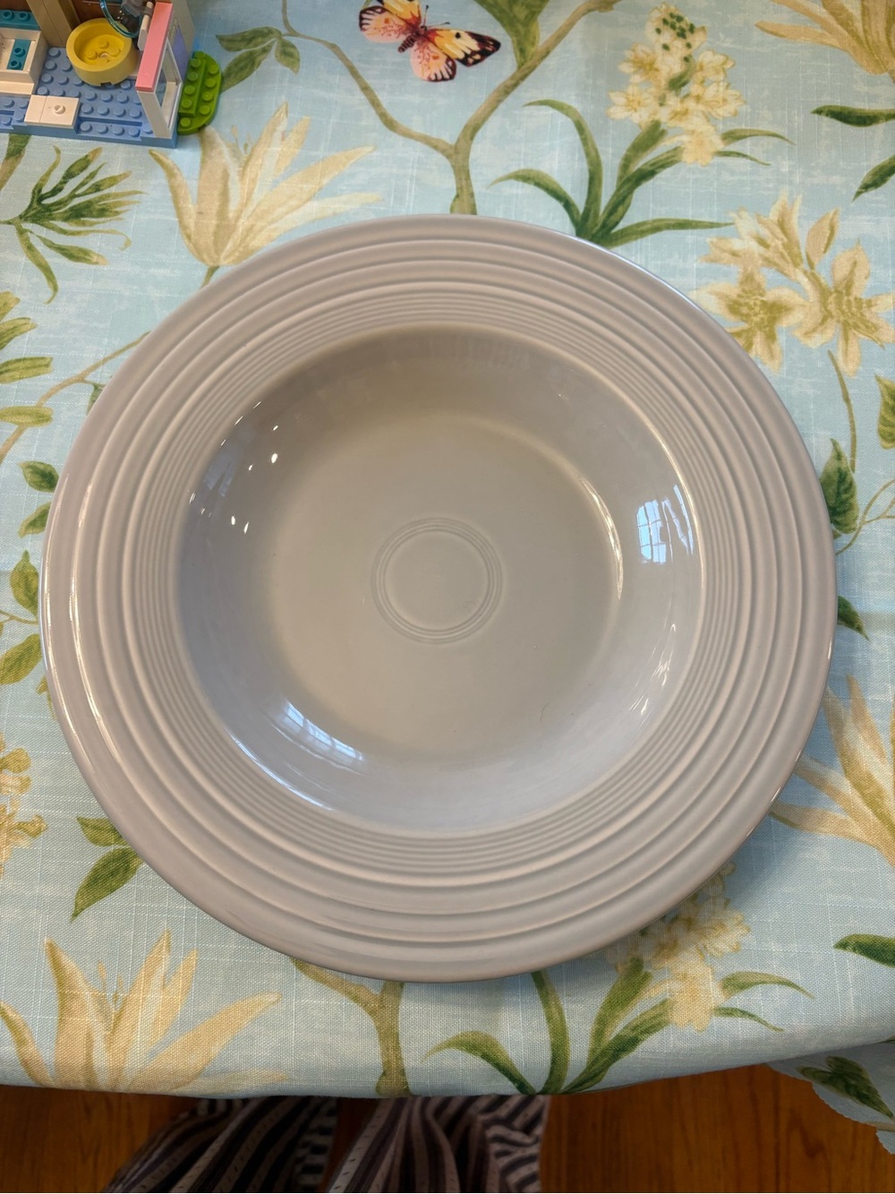 Fiestaware Light Gray and Navy Ribbed Ceramic Pasta/Serving Bowl-Set of Two
